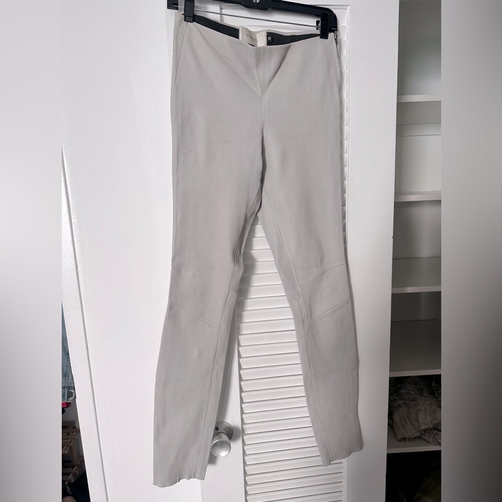 Gray leather pants